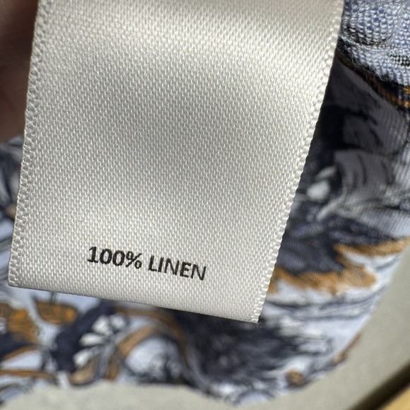 Baird McNutt Murano Linen Short‎ Sleeve Shirt Mens Size XL Slim Fit Blue Floral - Picture 8 of 9